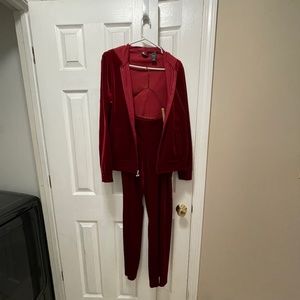 NY Jeans New York & Company 2pc Red Velvet Suit